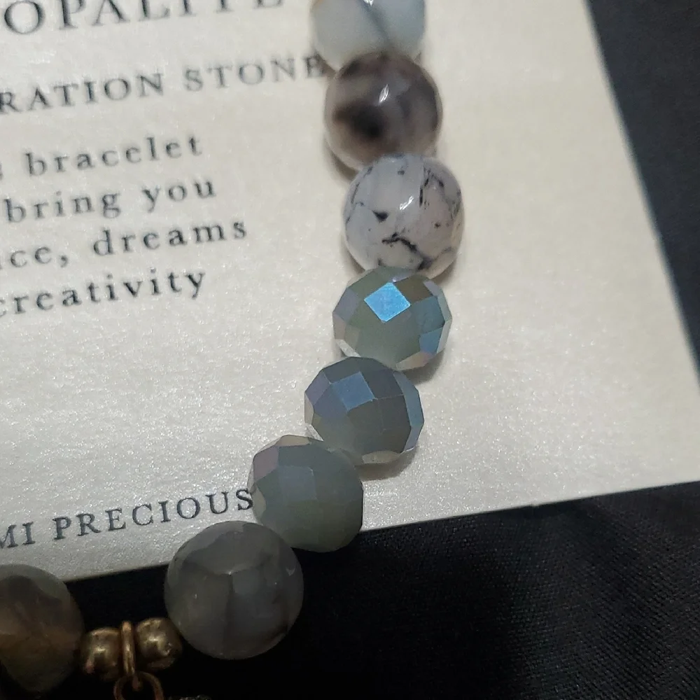 Genuine Moss Opalite Bracelet with Silver Accents - Picture 4 of 5